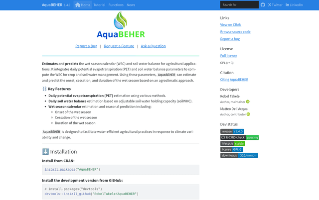 AquaBEHER R Package